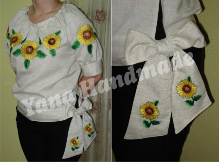 Вишиванка жіноча - Соняшник з бантом